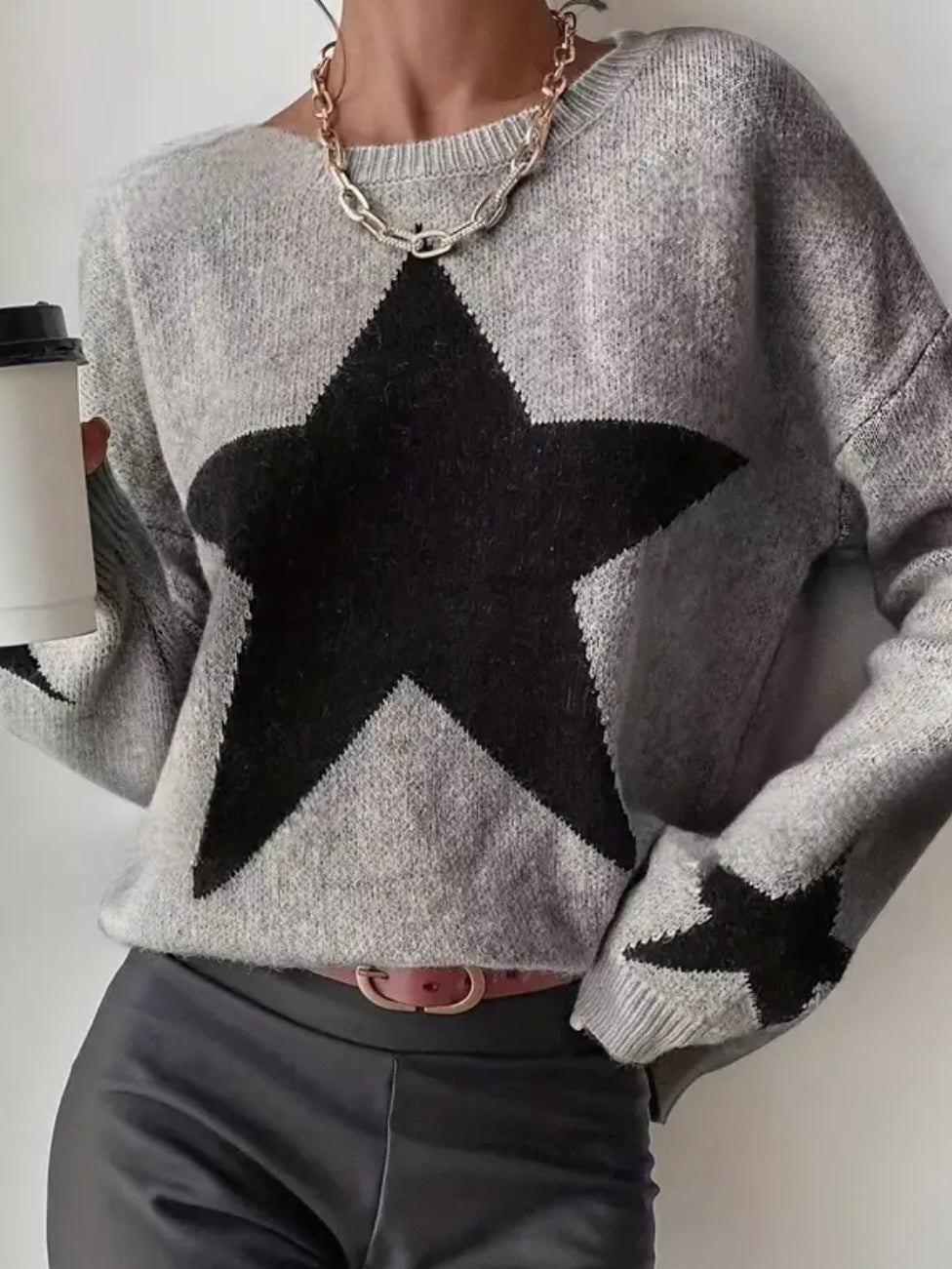 Falling Black Star Sweater