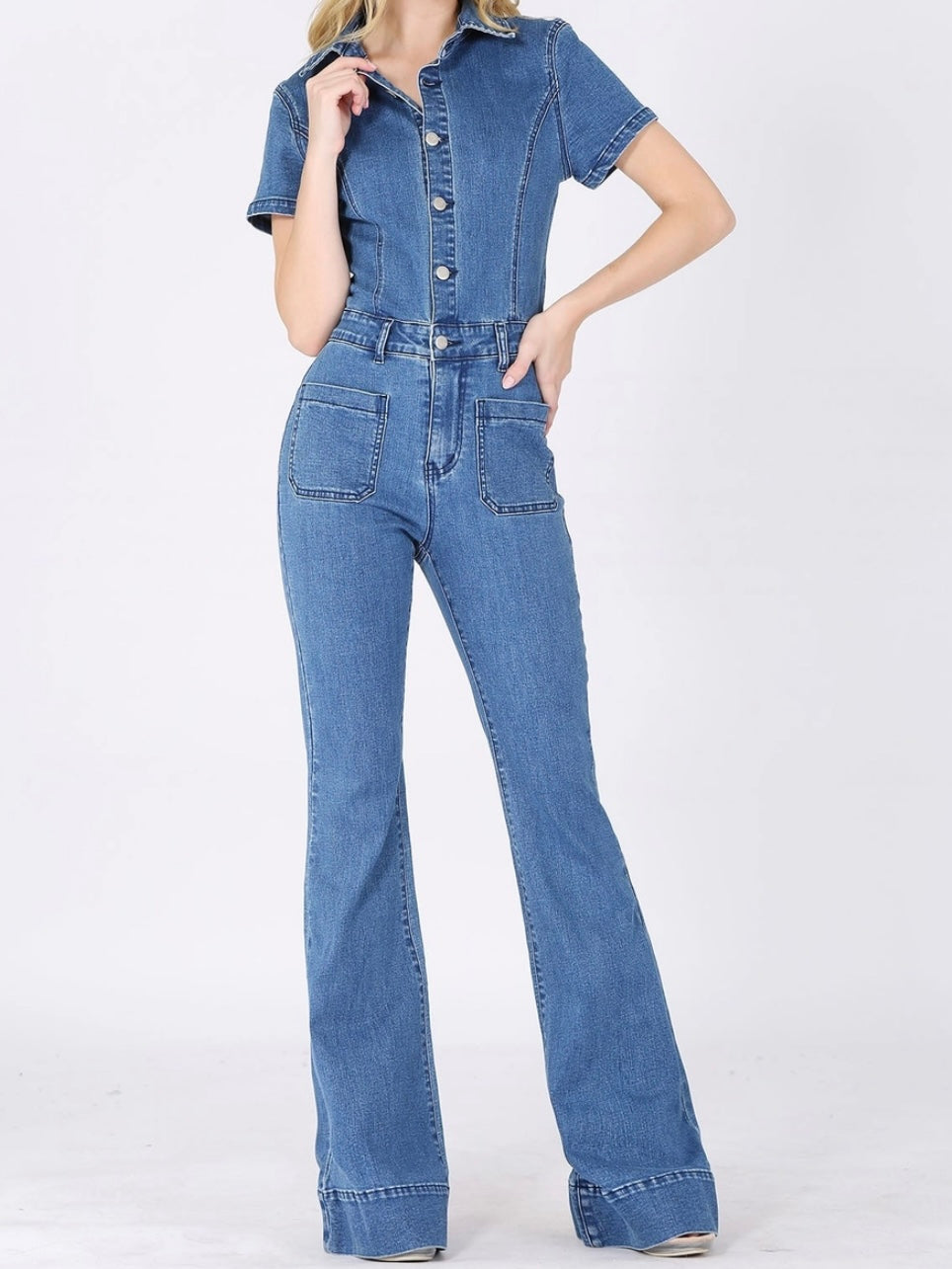 Denim Bell Bottom Jumpsuit