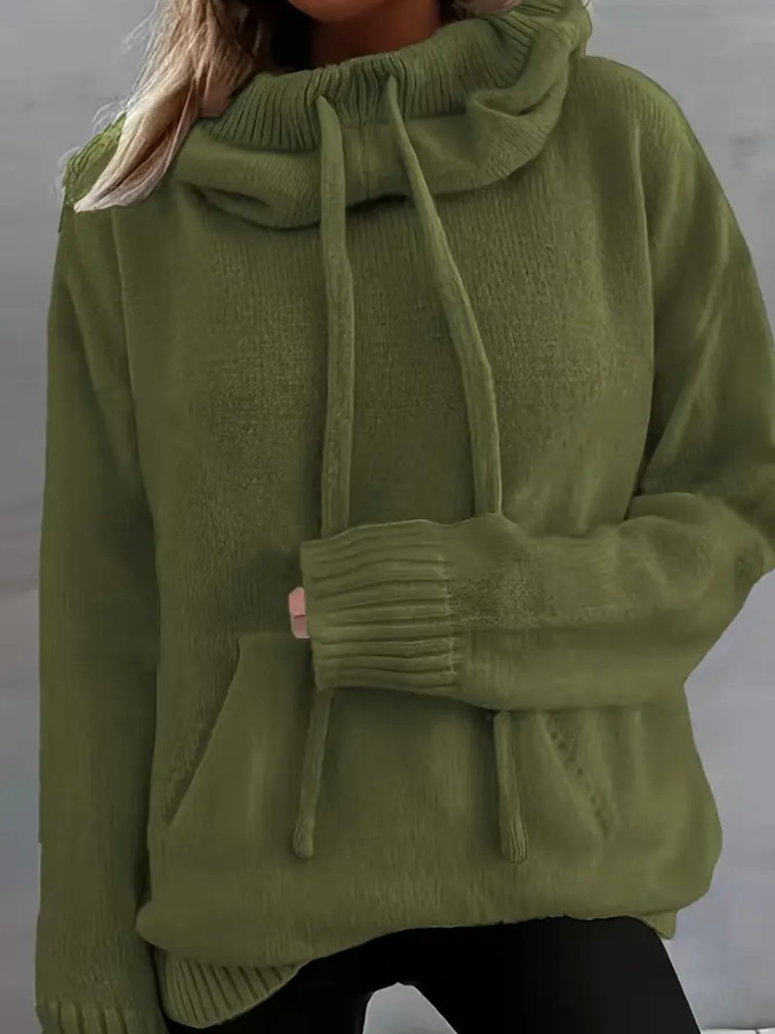 Olive Cozy Hooded Sweater