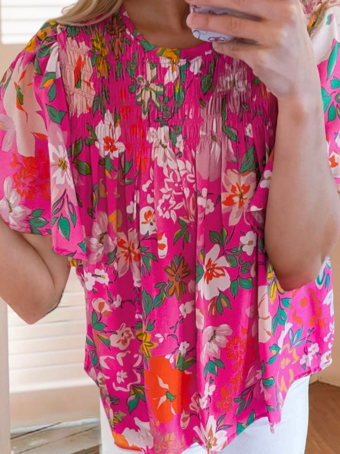 Fresh Pink Smocked Top