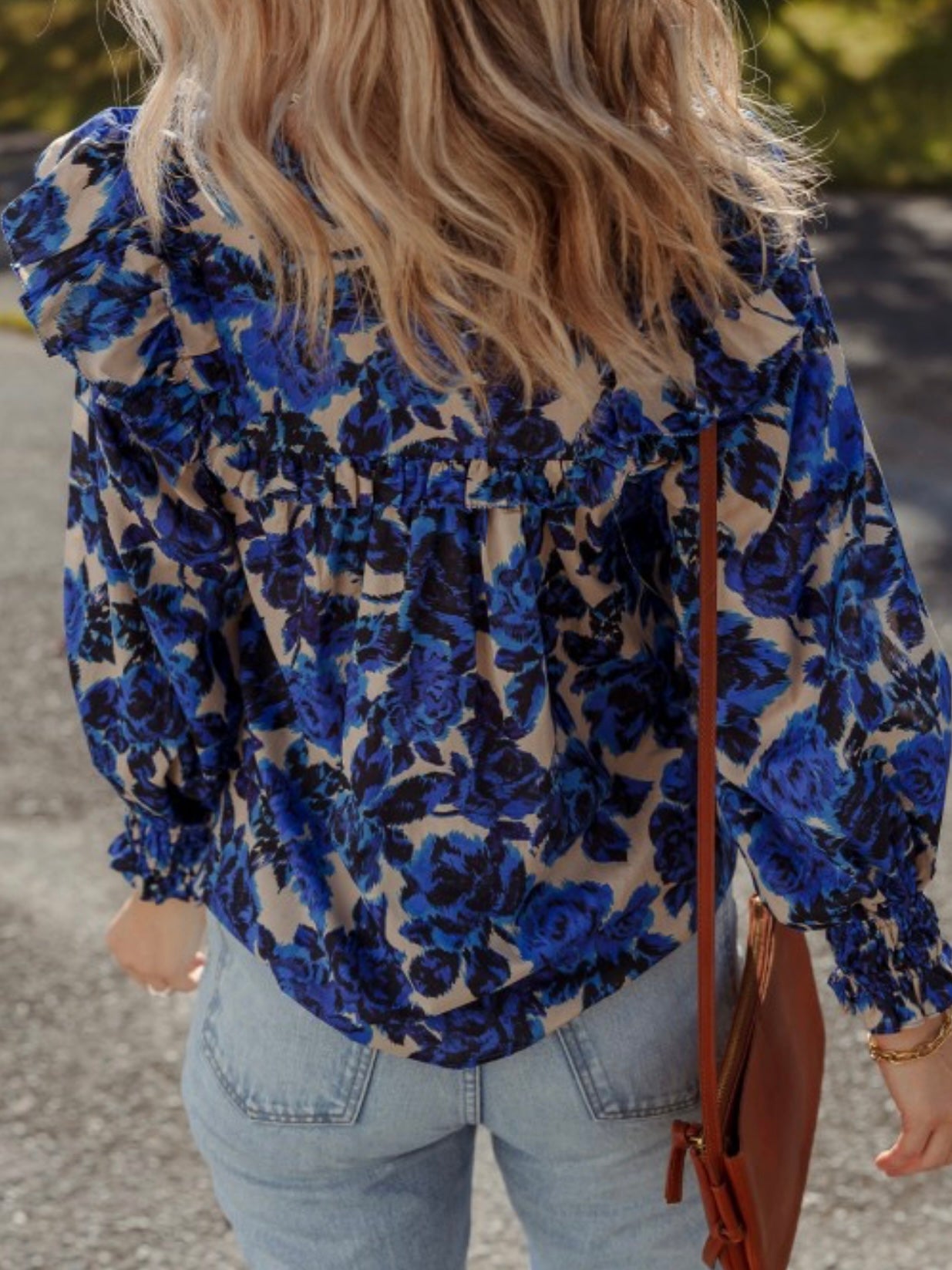 Blue Bloom Ruffle Blouse