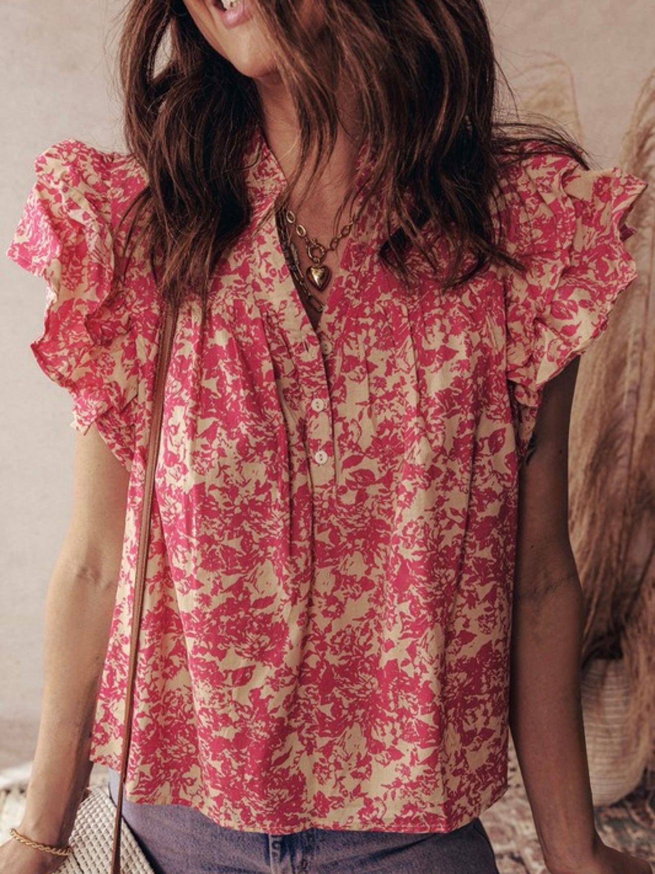 Pink Peony Flutter Blouse