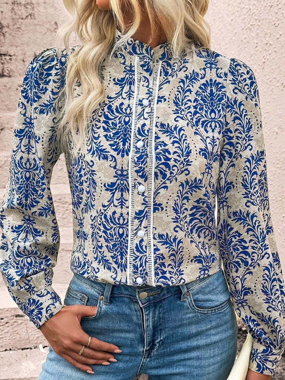 Antiqued Blue Blouse
