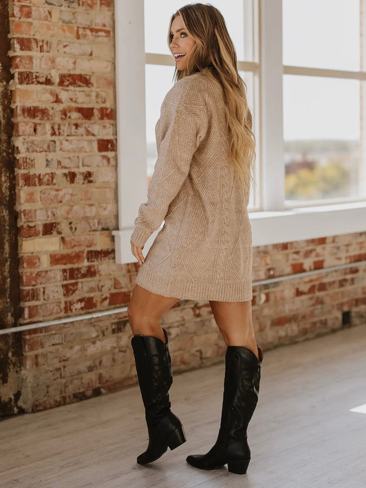 Candace Cable Knit Sweater Dress